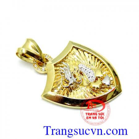 mặt nam vàng tây 10k khắc rồng 3d độc đáo, phong cách mạnh mẽ,Mặt dây rồng 10k sáng bóng