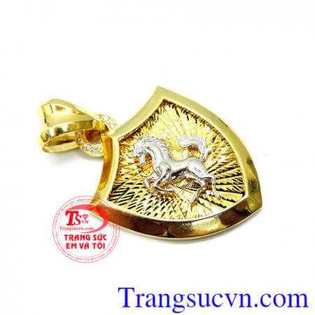 Mặt dây nam con ngựa tinh xảo, mặt ngọ 2 màu sang trọng, mặt dây chuyền nam sang trọng, vàng 10k bền màu,