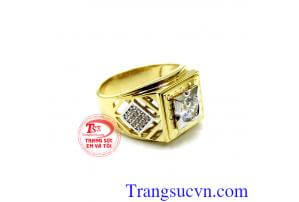 Nhẫn nam mặt đá quý vàng tây