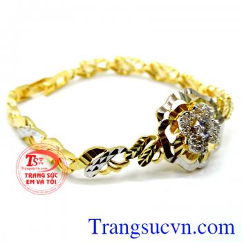 Lắc tay nữ vàng 10k mặt hoa