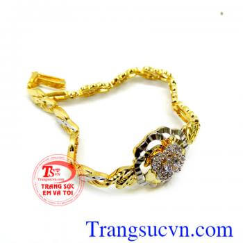 Lắc nữ món quà ý nghĩa. Lắc tay nữ vàng 10k mặt hoa