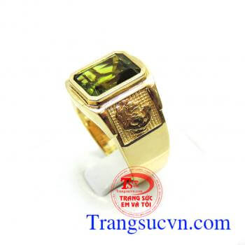 Nhẫn nam đá peridot thiên nhiên có giấy kiểm định đá quý kèm theo đảm bảo Uy tín