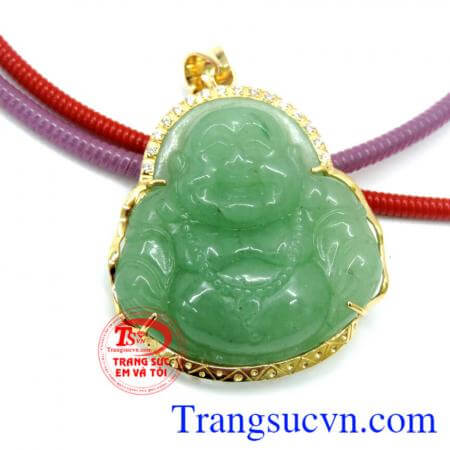 mặt nam đẹp, phong cách, đeo phong thủy, hộ mệnh, Mặt di lặc aventurin vàng 14k