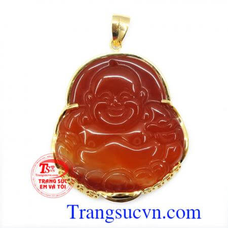 Mặt di lặc mã não đỏ bình an, mặt di lặc mã não đỏ bọc vàng đẹp, phong cách,