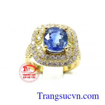 Nhẫn sapphire lam thanh lịch, quý phái cho nữ. Nhẫn sapphire lam nữ thanh lịch