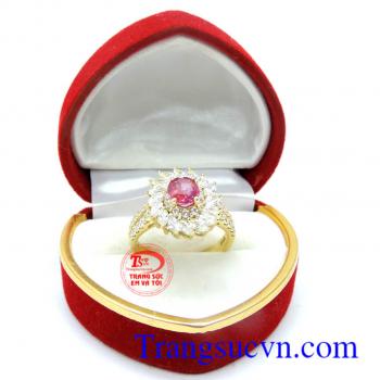 Nhẫn nữ hoa ruby 18k thời trang, nhẫn nữ đẹp.