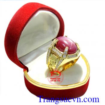 Nhẫn nam ruby sao vàng rồng 18k