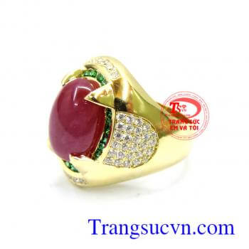 Nhẫn nam Ruby thiên nhiên, kiểu dáng thời trang