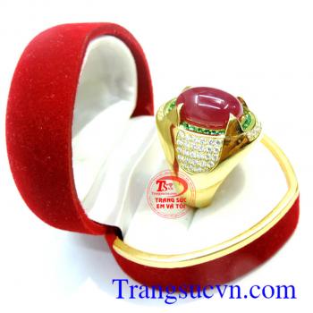 Nhẫn Ruby tự nhiên 100% vàng 18k đẹp