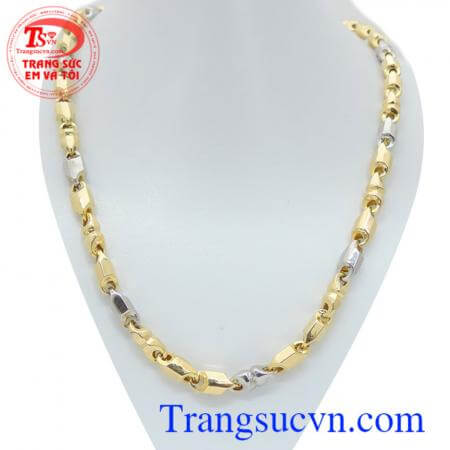 Dây nam 14k 3 đốt vàng 1 trắng đẹp