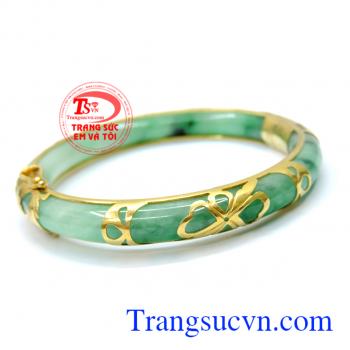 Vòng ngọc bọc vàng hoa văn đẹp, vòng ngọc jadeite thiên nhiên
