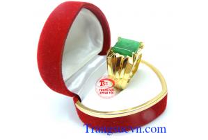 Nhẫn ngọc cẩm thạch 14k phong cách nam, nhẫn jadeite thiên nhiên chuẩn chất lượng, có giấy kiểm định