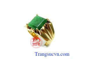 Nhẫn ngọc cẩm thạch 14k phong cách nam