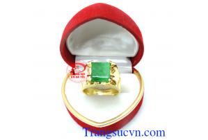 Nhẫn ngọc cẩm thạch 14k phong cách nam