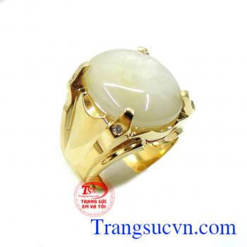 Nhẫn nam sapphire trắng 18k