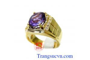 Nhẫn nam amethyst phong cách cổ điển