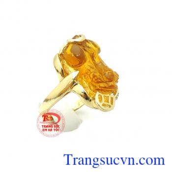 Bán nhẫn đặt thiết kế theo yêu cầu, bảo hành 6 tháng. Nhẫn nữ tỳ hưu vàng xinh