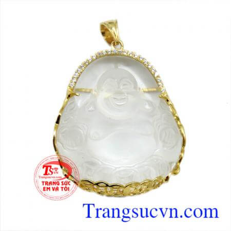 Bộ mặt phật thạch anh trắng dây chuyền vàng