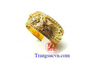 Nhẫn nam rồng vàng nổi 3D đẹp tinh tế và may mắn