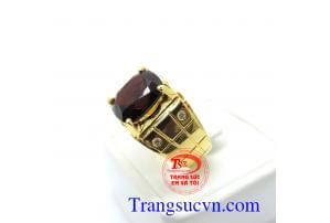 Nhẫn nam vàng tây Granat 14k