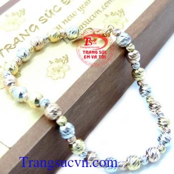 Lắc nữ vàng trắng 10k tinh tế và quyến rũ và duyên dáng hợp với phái đẹp. Lắc nữ Itali dạng bi