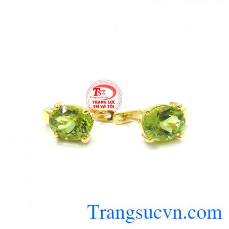 Hoa tai peridot thiên nhiên 14k