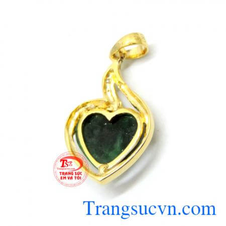 Mặt dây vàng + Ngọc cẩm thạch may mắn, chất lượng.