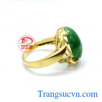Đeo hợp thời trang. Nhẫn nữ ngọc cẩm thạch vàng 14k