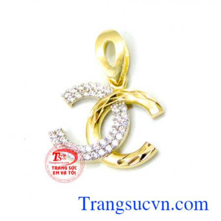 Mặt vàng Chanel 18k, mặt dây chuyền nữ tinh tế và quý phái,mặt dây chuyền dành cho phái đẹp.