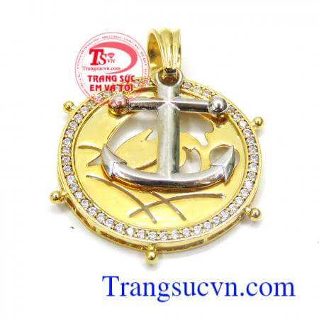 Mặt dây chuyền nam mỏ neo vàng 10k