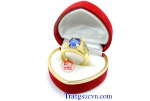 Nhẫn nam vàng tây mặt đá nhỏ