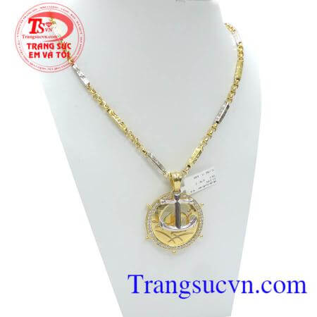 Bộ dây chuyền mặt mỏ neo vàng 10k
