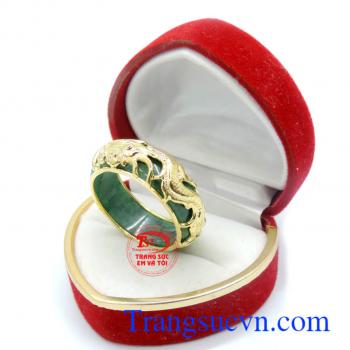 Nhẫn nam rồng ngọc bọc vàng