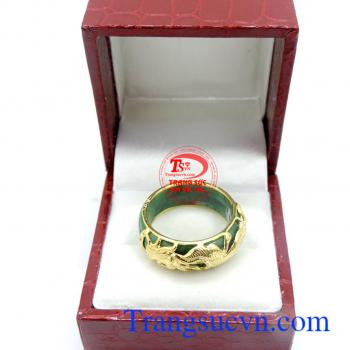 Nhẫn ngọc rồng bọc vàng 14k đẹp