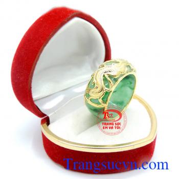 Nhẫn ngọc cảm thạch rồng vàng 14k đảm bảo chất lượng vàng