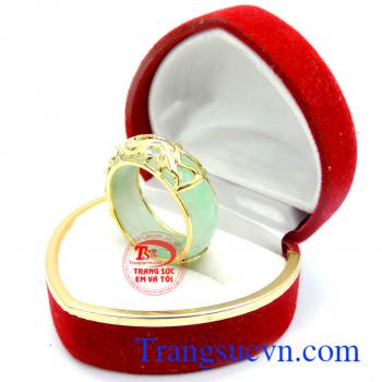Nhẫn ngọc cẩm thạch bản nhỏ bọc rồng