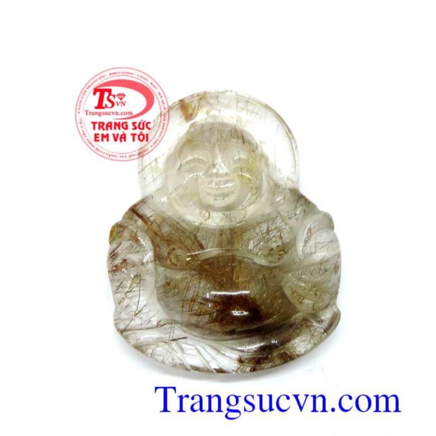 Mặt phật di lặc thạch anh tóc nâu đen