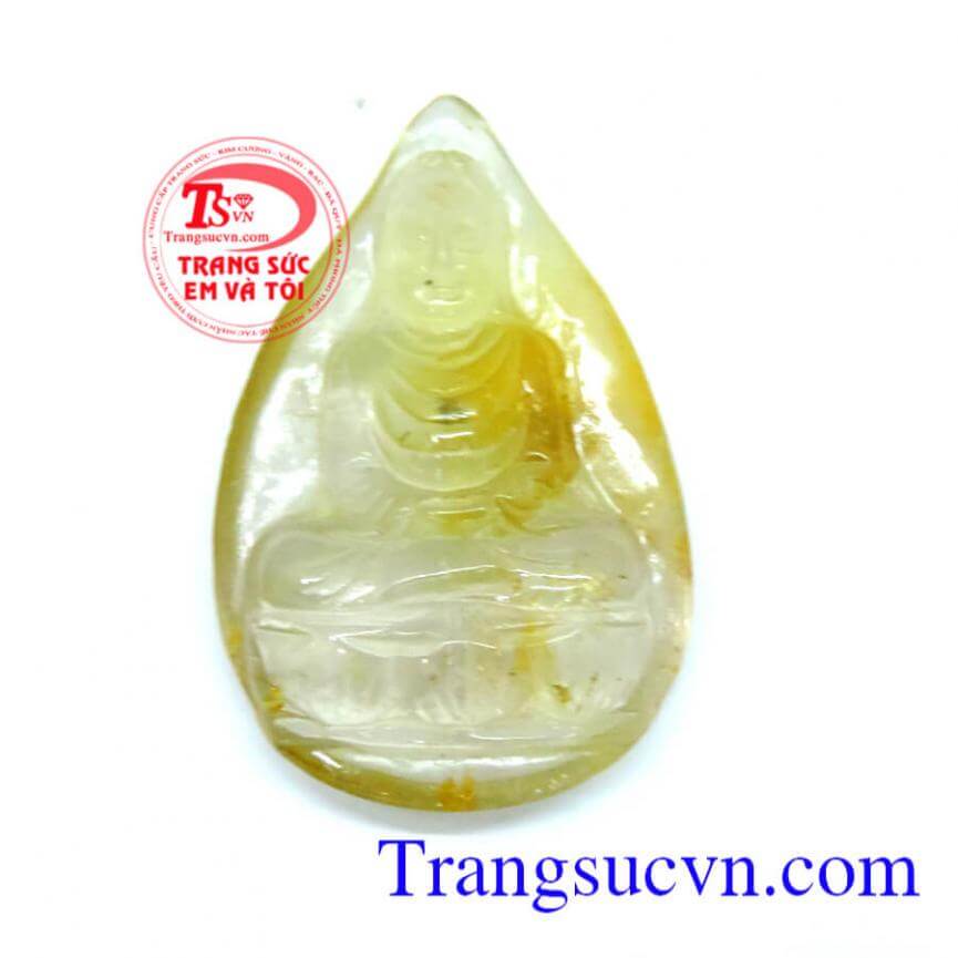 Phật thạch anh tóc vàng tự nhiên