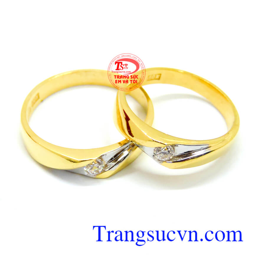 Đôi Nhẫn cưới vàng giá rẻ vàng màu chất lượng đảm bảo