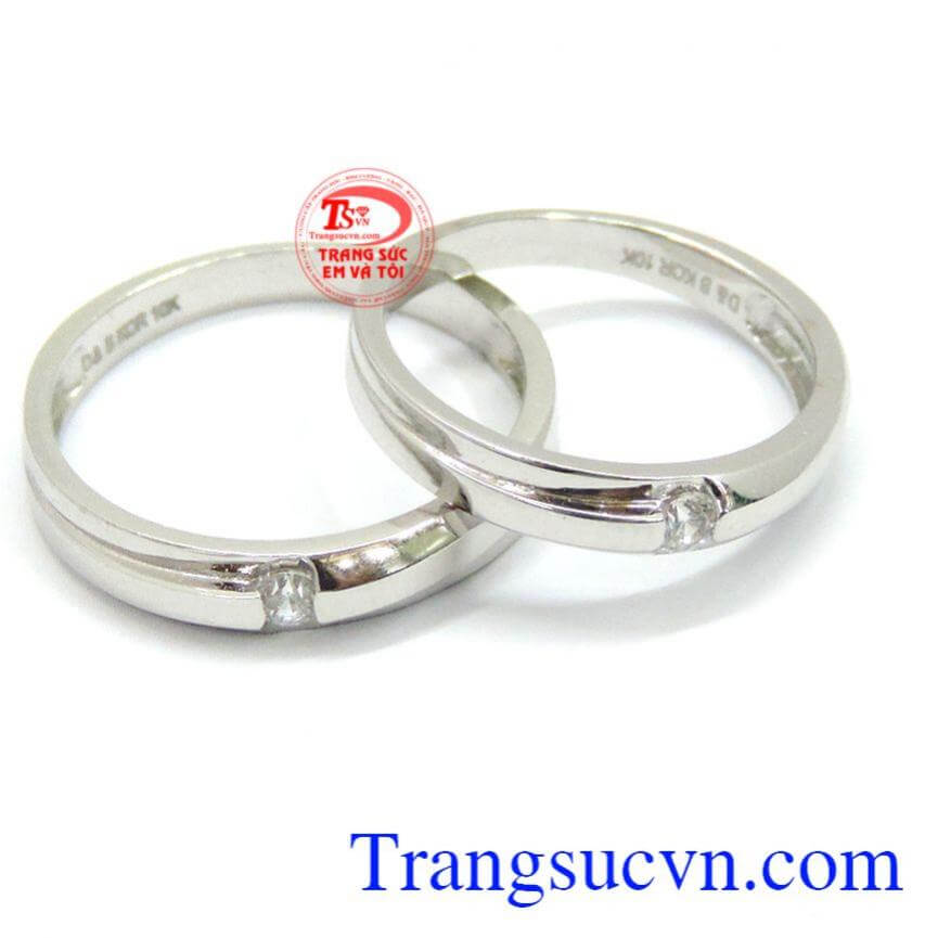 Nhẫn cưới vàng trắng korea 10k