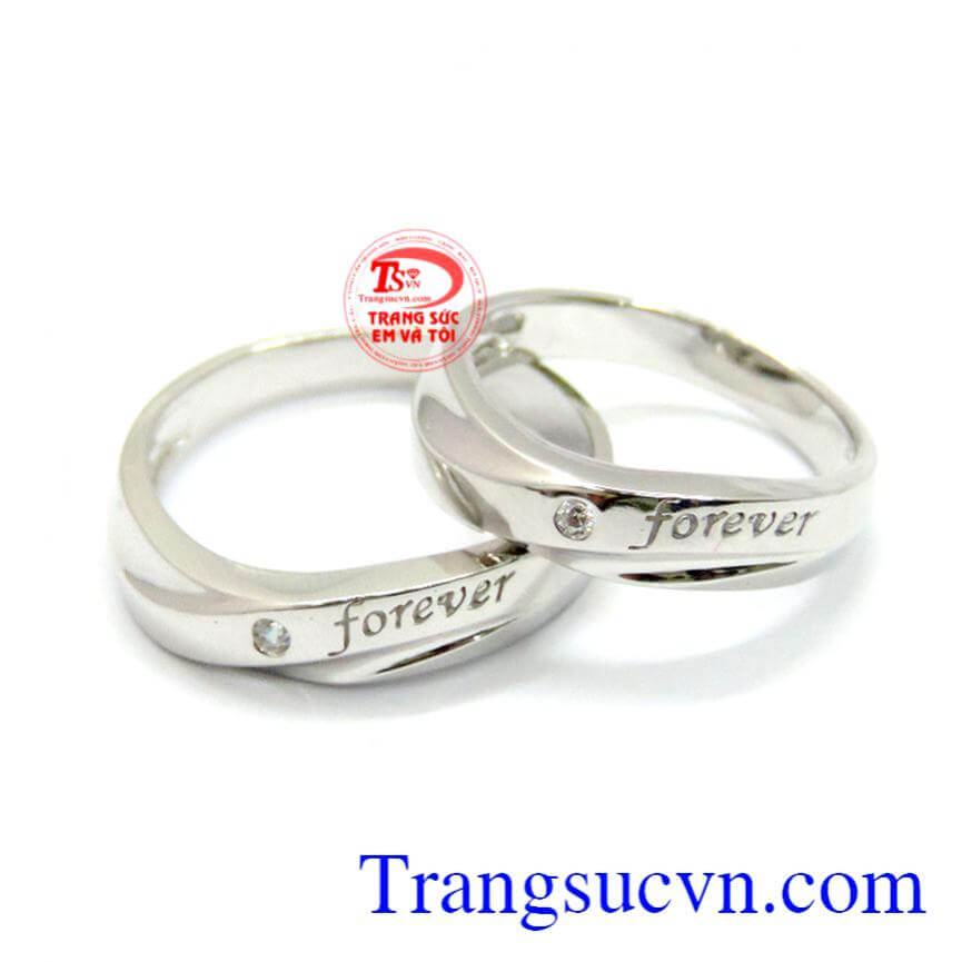 Nhẫn cưới vàng trắng uyên ương 10k