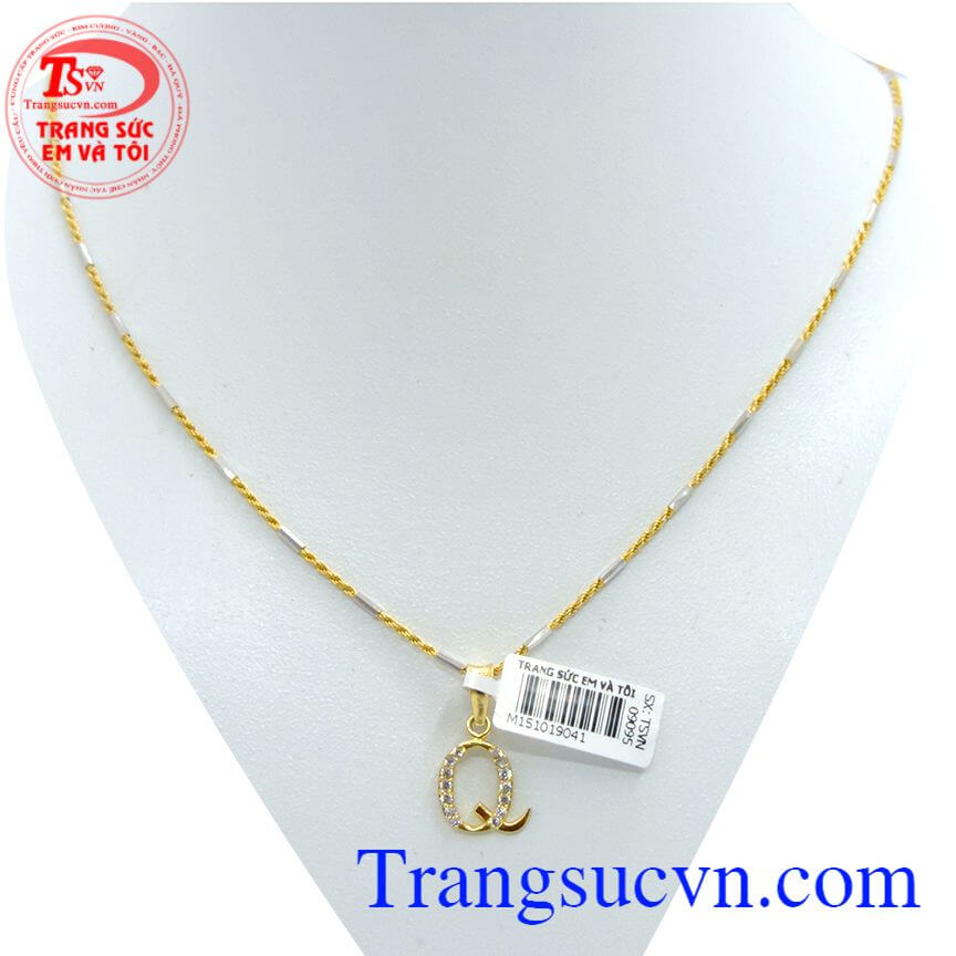 Bộ dây chuyền mặt chữ Q, dây chuyền nữ vàng đẹp kết hợp với mặt dây chuyền chữ Q đảm bảo chất lượng hợp thời trang và sang trọng đảm bảo chất lượng.