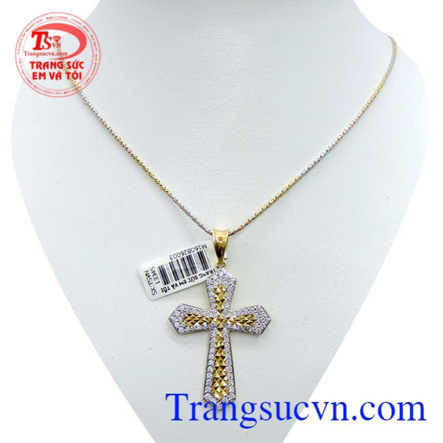 Bộ dây chuyền mặt chữ thập vàng màu