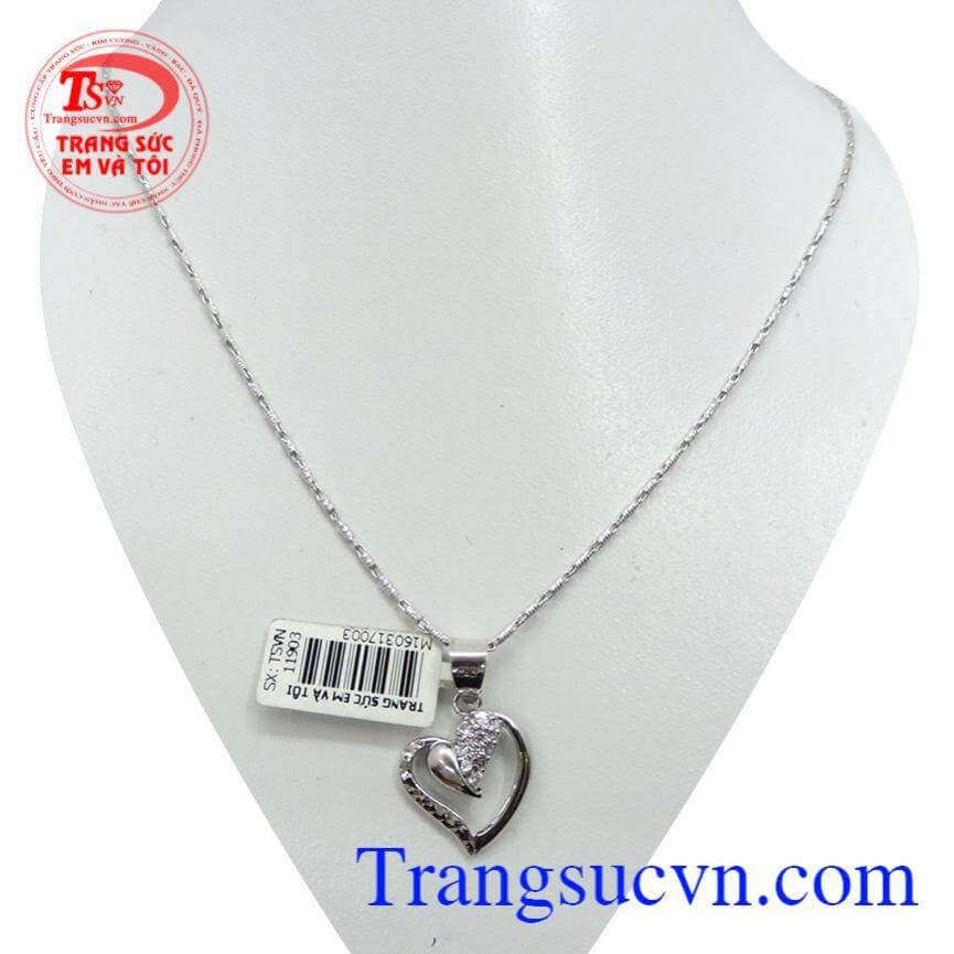 Bộ dây chuyền mặt dây vàng trắng 18k
