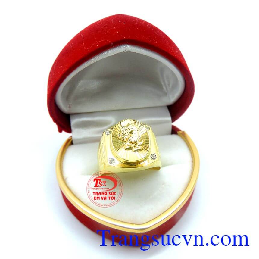 Nhẫn nam vàng tây, nhẫn nam đẹp gắn rồng ở mặt nhẫn nam uy tín và chất lượng nhẫn vàng nam được thiết kế theo yêu cầu của khách hàng