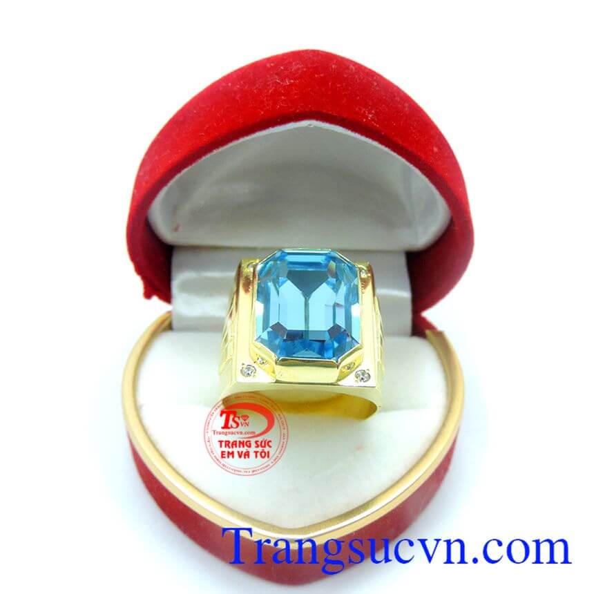 Nhẫn nam vàng gắn mặt đá màu xanh chất lượng vàng đảm bảo uy tín, khách hàng bình chọn nhiều năm