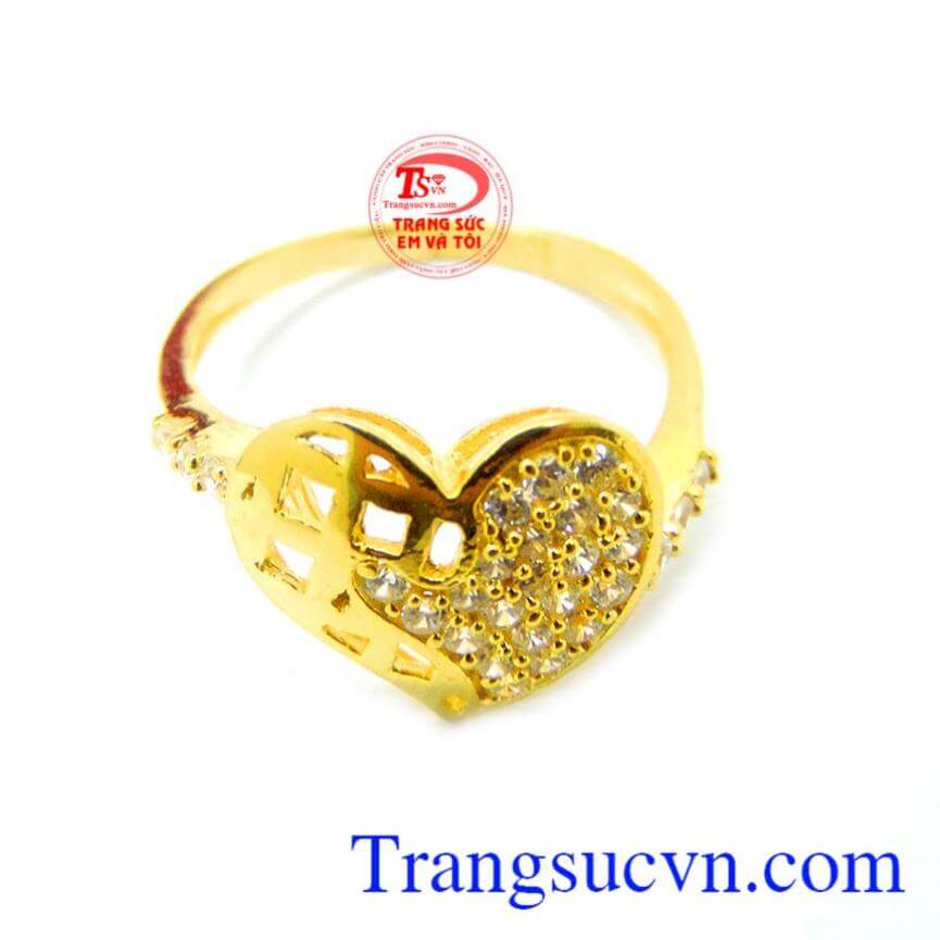 Nhẫn nữ mặt trái tim vàng 10k
