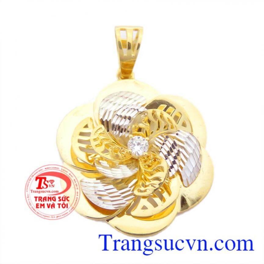 Mặt nữ hoa óng ánh vàng 10k