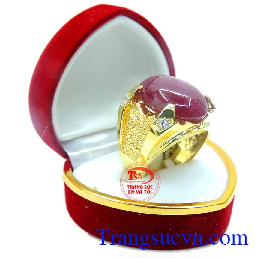 Chiếc nhẫn nam vàng 14k sản xuất đính đá Ruby đẹp, phong thủy