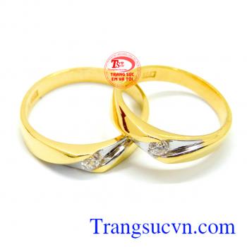 Đôi Nhẫn cưới vàng giá rẻ vàng màu chất lượng đảm bảo